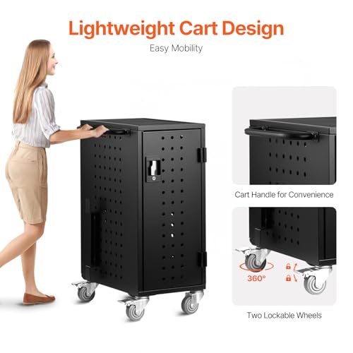 VEVOR 16 Device Charging Station with Lock & Key, Mobile Charging Cart