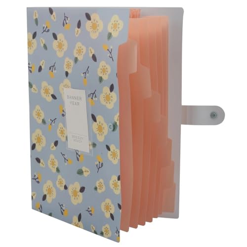 Filing Folder Expanding File Folder Floral A4 and Letter Size Archival Holder Organizer 8 Pockets (Blue) Office Supplies