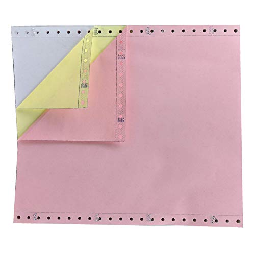 9.5 x 11-3 part Computer Paper (White/Yellow/Pink) - Continous Feed Dot Matrix Computer Paper - 1,200 sheets