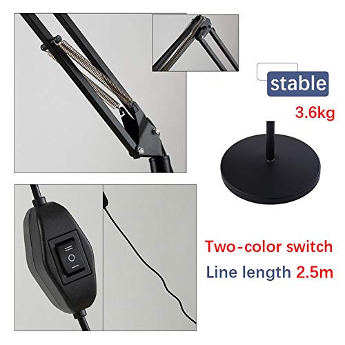 8X LED Magnifier Clip Floor Standing Lamp,360°Swivel Base Adjustable Arm Stable Basereading Magnifying Glass- for Beauty, Salon, Tattoo, Nail, Dental, Reading and Skincare