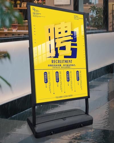 Business Store Sign Holders with Weighted Base, Outdoor Paper Poster Board Display Stand Heavy Duty, Weather Resistant Sidewalk Signs