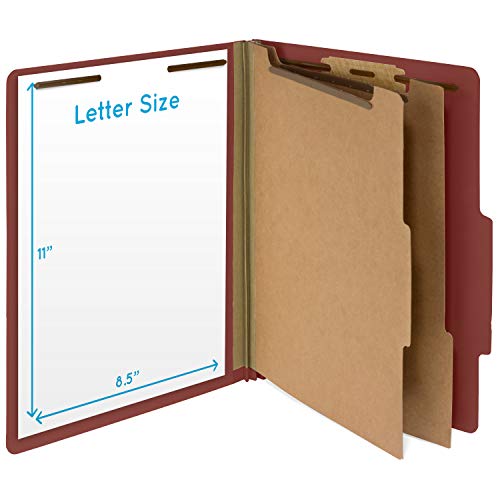 Blue Summit Supplies 10 Classification Folders, 2 Divider, Red
