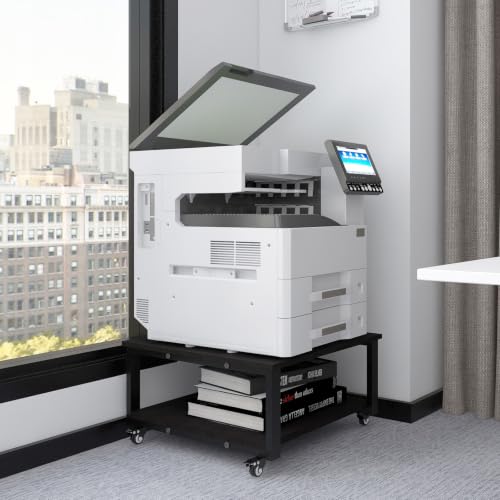 Natwind 2 Tier Laser Printer Stand, 24''x24'' Large Printer Table, Black