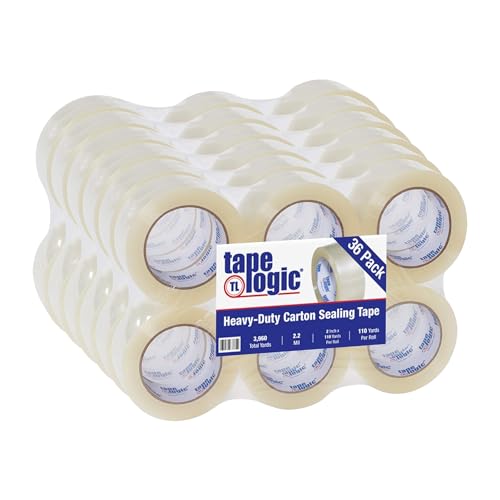 Tape Logic 2" x 110 yds Acrylic Packing Tape 2.2 Mil, Clear (36-Pack) Heavy Duty Packing Tape Rolls for Sealing Boxes at Home, Warehouse, & Office, Supplies for Packaging, Shipping, Moving