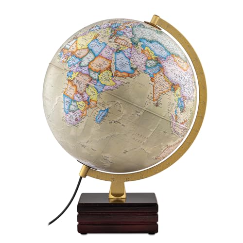 Waypoint Geographic Horizon Plus Illuminated Globe, 12" Antique Ocean-Style, Up-to-Date Light-Up Globe, Reference for Home and Office Decor, 17“ H x 13.5“ W x 12“ D