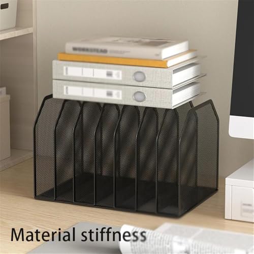 File Rack Section Vertical Desktop Organizer, Mesh File Folder Stand Sorter for Office Home Letter Trays(Large)