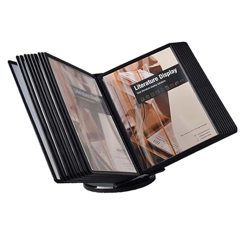 NUHSLF Desk Reference Organizer - Adjustable Desk Flip File Holder, 20 Display Pockets, 40 Sheet Capacity, Wall Mount Reference Organizer, for Office Display and Storage A4 Docu