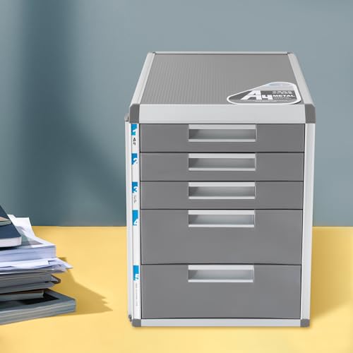 DDBESSIC File Cabinet, 5 Drawer Lateral Filing Cabinet with Lock Desk Storage Home Office Lockable Desk Storage Organizer with Drawers