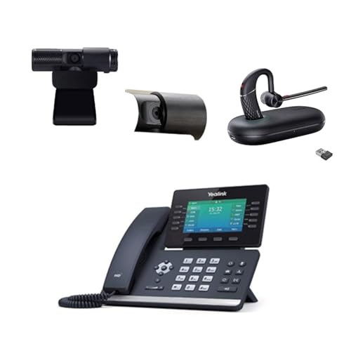 Yealink SIP-T54W IP Corded/Cordless, 4.3-Inch Color Display Desktop Phone Bundle with Yealink BH71 Mono Bluetooth Headset with Noise Canceling mic for Office, Cam 313 2MP Webcam