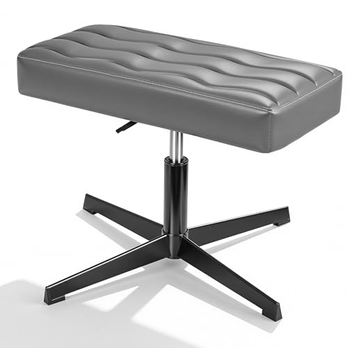 VECELO Under Desk Footrest, PU Ergonomic Foot Rest with Comfort Padding, Height Adjustable for Relieving Leg Pain, Stiffness, and etc, Gray
