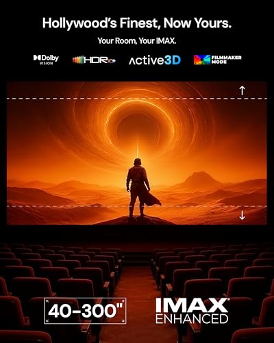 Valerion VisionMaster Pro2 Triple Laser Projector 4K,15000:1 Contrast, 0.9-1.5x Optical Zoom, 2X Multitasking Power, IMAX, HDR10+, GTV, 4ms Lag-Free Gaming, 3000 ISO Lumens, Google Home, Apple Homekit