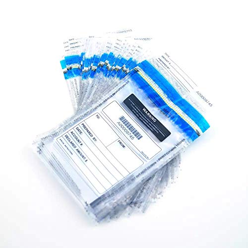 6x9 inch Deposit Bags Cash Handling Bank Deposit Bags Tamper Evident Cash Register Bags with Barcodes, Tear-Off Receipt 500 Pack