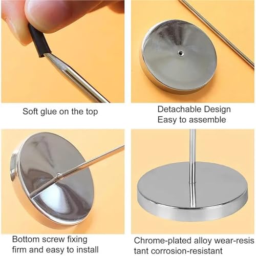 6Pcs Stainless Steel Paper Memo Holder Spike Desk Receipt Note Organizer Kitchen Office Accessories(Silver)