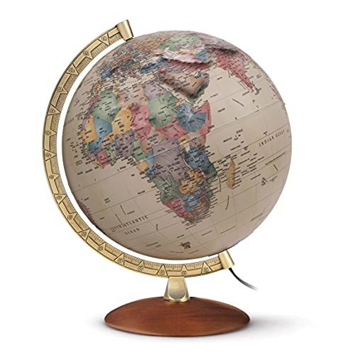Waypoint Geographic Athens 12" Illuminated Antique Ocean-Style Relief Globe for Home and Office Decor