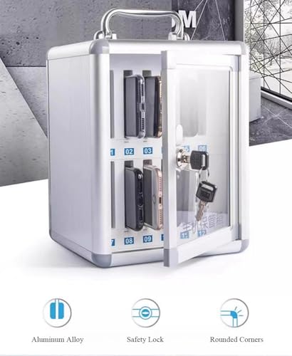 Wcxixo Slots Phone Locker Cell Phones Storage Cabinet with Handle Aluminum Alloy Pocket Chart Lock Box Wall Mount for Classroom Office Factory Desktop Wall Mobile Phone Holder(24 Slots)