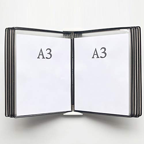 KGDJBGSE Wall Mounted File Holder Folder, A3 Poster Flip Book Display, Hanging Organizer 45x33x10CM 10 Pages 20 Pockets(G)