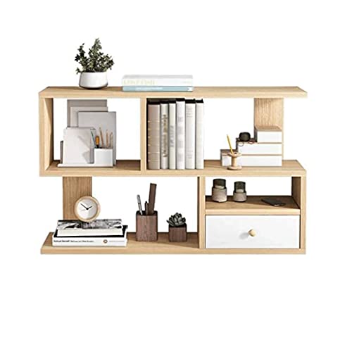 UINGBPXT Bookcase Desktop Bookshelf with Drawer Storage Cabinet Small Bookcase Multifunctional Desktop Display Shelf Rack for Home and Office High Capacity, 100cm