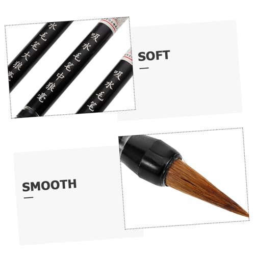 Chinese caligraphy brush, 3pcs Lang Hair Brush Regular Script Brushes Kanji Art Brushes Japanese Sumi-e Drawing Brush Student Calligraphy Pens Calligraphy Writing Brush Chinese Ink Brush Ink Brush Pen