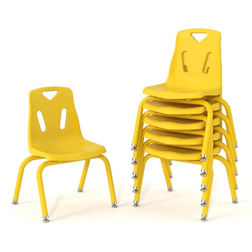 Jonti-Craft Berries 8118JC6007 Stacking Chairs with Powder-Coated Legs, 8" Height, Yellow, Pack of 6