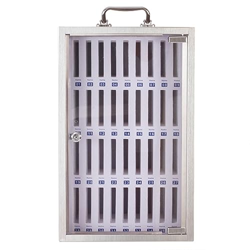 GFAZXDS 12/24/36/48/60 Slots Wall-Mounted Cell Phone Cabinet Stainless Steel Cell Phones Storage Cabinet Pocket Chart Storage Locker Box with Portable Handle Key Lock & Handwritten Tags(Silver36)