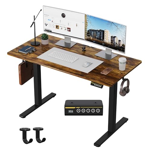 Gamork 48 x 24 Inch Electric Standing Desk, 3 Memory Presets, Brown