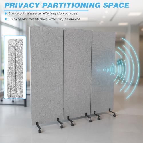 3 Panels Freestanding Partition Room Dividers Folding Portable Partition Screens Folding Privacy Screens for Office Reception Room Hospital