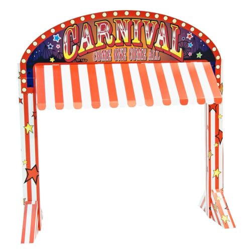 Anderson’s Lifesize Carnival Table Booth, 5'6" High, Striped Awning Display for Games, Snacks, Tickets, Crafts, Concessions, Fundraisers & Festival‑Style School Events