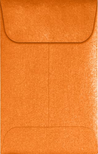 LUXPaper #1 Coin Envelopes in 80 lb. Flame Metallic, Envelopes for Coin Collections, Stamps, and More, w/Moistenable Glue, 1000 Pack, Envelope Size 2 1/4 x 3 1/2 (Orange)
