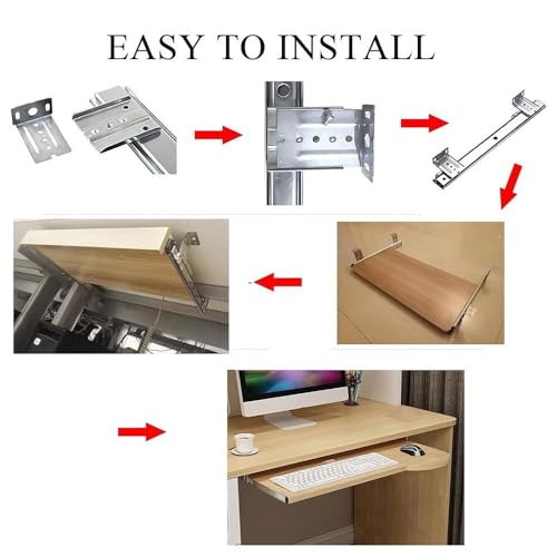EMENAR Ergonomic Keyboard Drawer Computer Desktop Keyboard Tray 24inch 28inch Slide Out Under Desk Keyboard Tray - Ergonomic Platform Arm Support Easy Install (Color : White, Size : 60cm/24inch)