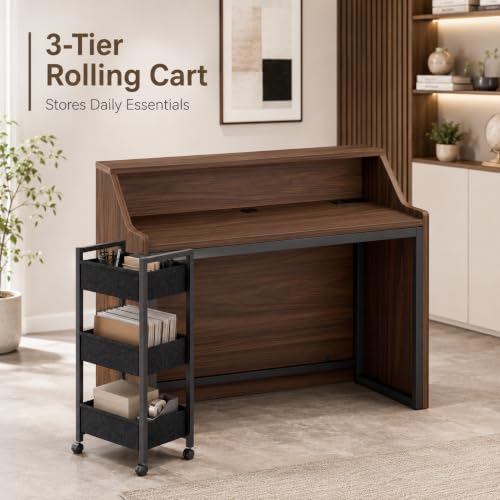 YHUBHSIS Reception Desk with Counter and Rolling Storage Cart