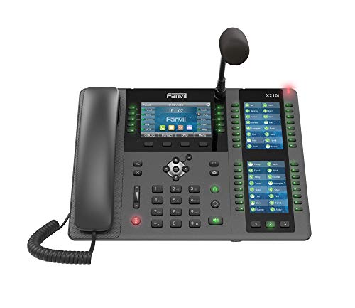 Fanvil X210i Paging Console Phone, 4.3-Inch Color Display, Two 3.5-Inch Side Color Displays for DSS Keys. 20 SIP Lines, Gooseneck Microphone, Dual-Port Gigabit Ethernet, Power Adapter Not Included
