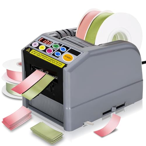 Automatic Tape Dispenser,Upgrade Ribbon Cutting Machine,Electric Tape Cutting Machine with Manual&Auto Tape Cutter Ribbon Cutting 6-60mm Width 999mm Max Cutting Length for Flower Warehouse Office