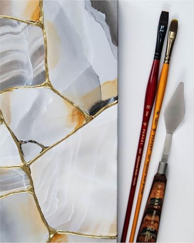 Pan Art Synthetic Filbert Brush No.16 for Acrylic Painting - Orange and Brown - 1 Piece