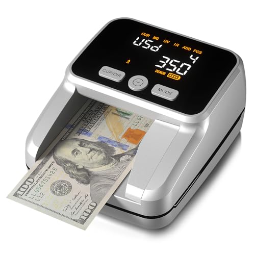 AROHANI Small Auto Counterfeit Bill Detector for USD & EUR, Silver