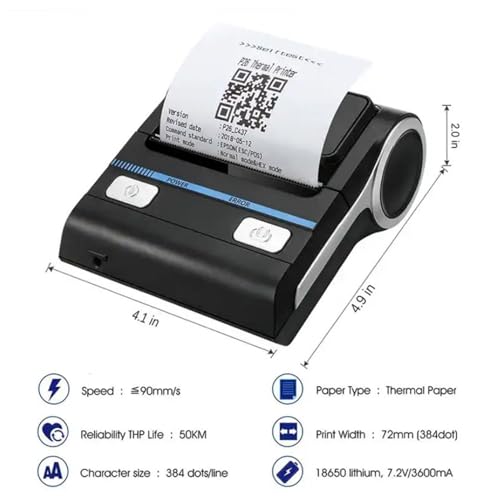 IS NOT compatible with iphone/ipad/MAC,80mm bluetooth portable thermal receipt printer,only compatible with android/Windows,3 inch Ticket wireless android bill invoice printer for small business