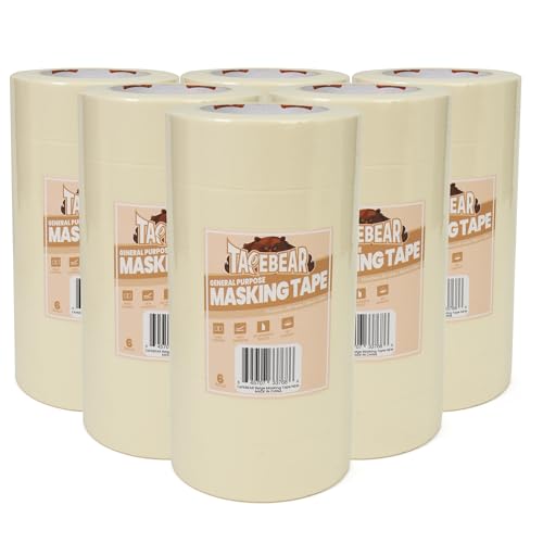 TAPEBEAR General Purpose Masking Tape Beige White 1.5" x 60Yards x 36Rolls
