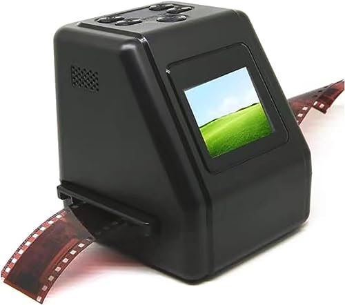 Slide Negative Scanner, with 2 in LCD Screen, Converts 135 110 126 and Super 8 Films, Slides, Negatives to Digital JPG Photos, Adjustable Brightness and Color