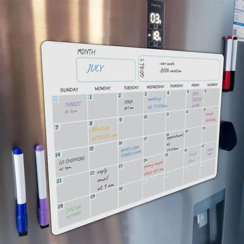 Fridge Calendar Monthly Weekly Planner Magnetic Message Board