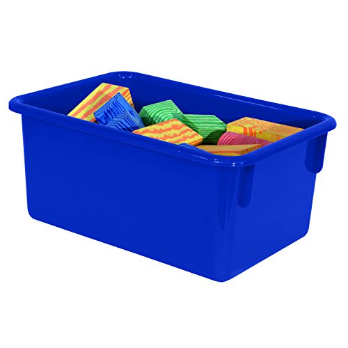 Wood Designs Cubby Storage Bin, Heavy Duty Plastic Containers for Kids Blue Cubby Tray Set of 20