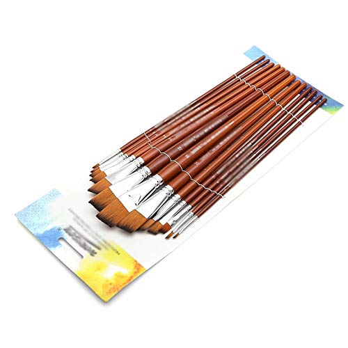 UOHLCX HBJWOV 13pcs Angled Paintbrushes Professional Long Handle Paint Brush Oblique Shape Watercolor Painting Oil Acrylic Nylon Hair