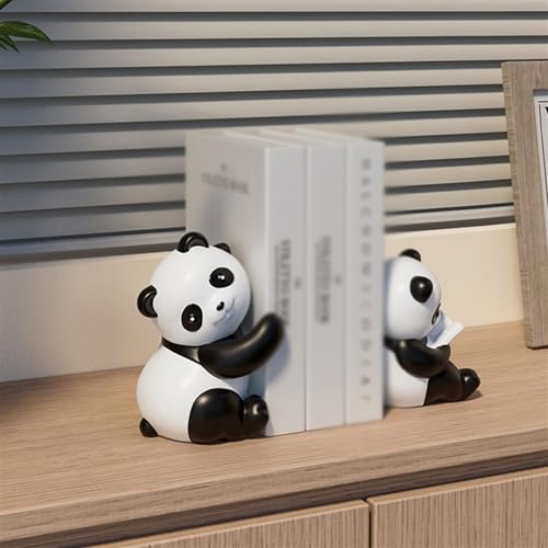 Book Organizer Panda Book Ends Decorative Resin Bookends 1 Pair - for Shelves Sturdy Stop for Home Office School