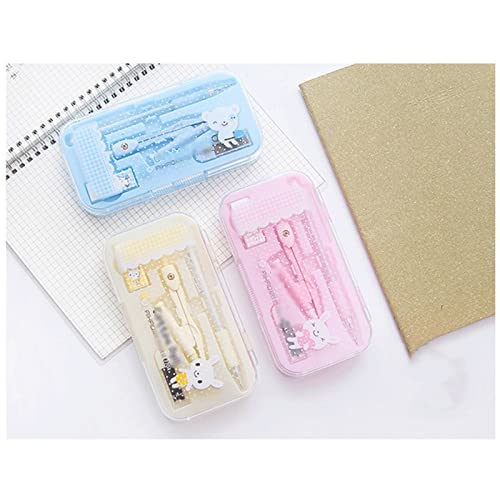LOVULIFE Mathematical Geometry Set Storage Box, School Geometry Set, Multipurpose Office Stationery Set School Office School Supplies (4 Boxes) Ruler Compass Set
