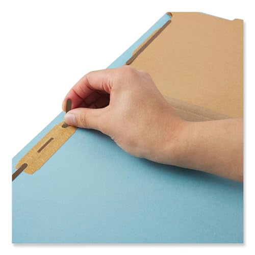 Top Tab Classification Folders, 1" Expansion, 2 Fasteners, Letter Size, Light Blue Exterior, 25/Box