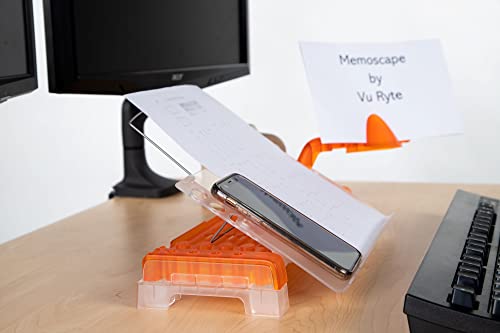 MemoScape Adjustable in-Line Document Holder for Typing | Reduces Neck Strain, Improves Focus, Boosts Desk Organization, and Workflow | Paper Holder Stand for Desk and Home Office - Orange (VUR 4060)