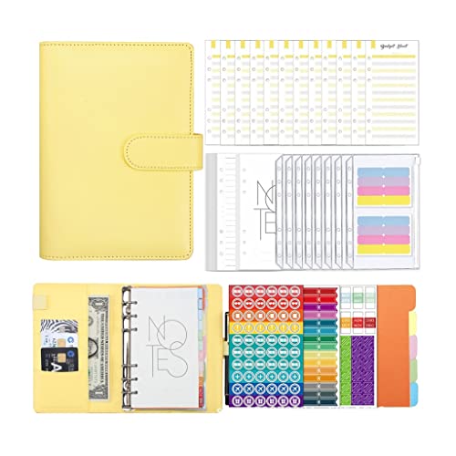 Leather Budget Binder Financial Planner with 8 Cash Envelopes 12 Pcs Sheets Diary Agenda School Stationery