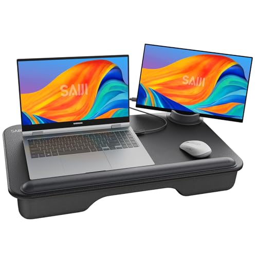 SAIJI Laptop Lap Desk with External Monitor Holder Fits Up to 17" Laptops