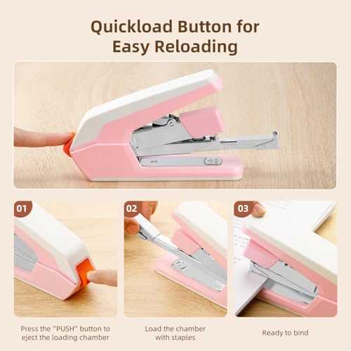 Deli Stapler, Effortless Staplers for Desk, 3 Pack, 3 Colors