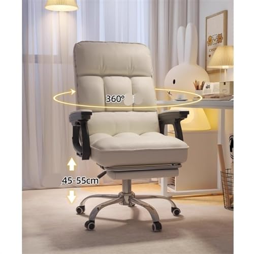 Ergonomic Office Chair PU Leather Soft Desk Chair with Armrests Swivel Adjustable Office Chair ﻿(Black)