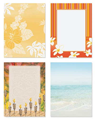 PaperDirect Everyday Tropical Border Paper, 100 Sheets Ocean, Beach, Palm Tree & Floral Designs, 8.5 x 11 Premium Printer Stationery Letterhead for Invitations, Flyers & Summer-Themed Prints