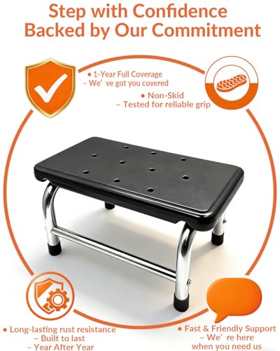 Step Stool 440 lbs Heavy Duty, Non-Slip Stainless Steel Single Platform for Adults - Lightweight Portable Foot Stool for Kitchen Bathroom Bedroom RV Home Office